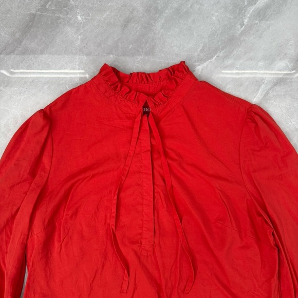 Women’s Merona Target Ruffle Neck Button Tie Long Sleeve Shirt Large - Picture 2 of 16